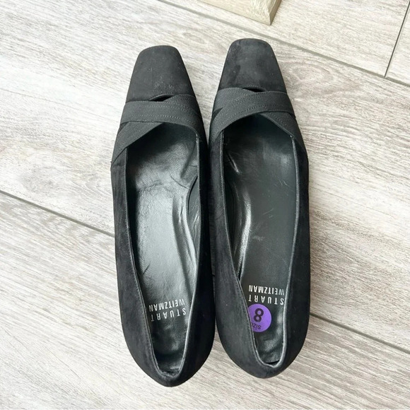 Stuart Weitzman Kitten  Heel Suede Leather Square Toe Pumps - Picture 10 of 15